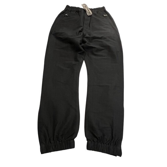 Rick Owens Oversize Drawstring Track Pants in Black Cotton Silk